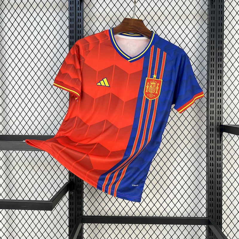 CAMISOLA DA SELEÇÃO DA ESPANHA 25/26 VERMELHO E AZUL