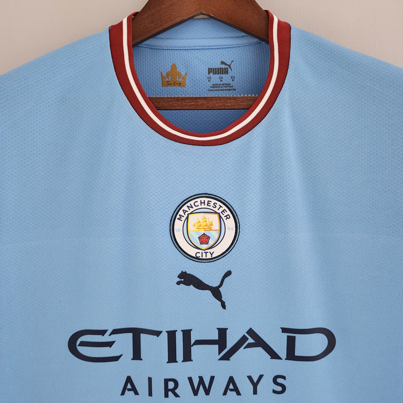 CAMISOLA RETRO DO MANCHESTER CITY 21/22 AZUL