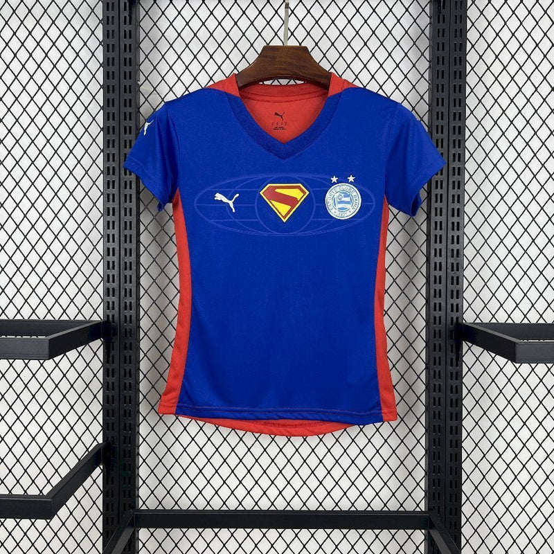 CAMISOLA FEMININA DO BAHIA 25/26 AZUL E VERMELHO EDIÇÃO SUPER MAN
