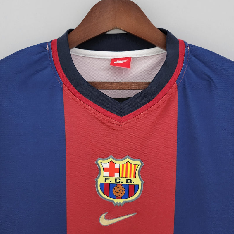 CAMISOLA RETRO DO BARCELONA 98/99 VERMELHO E ROXO
