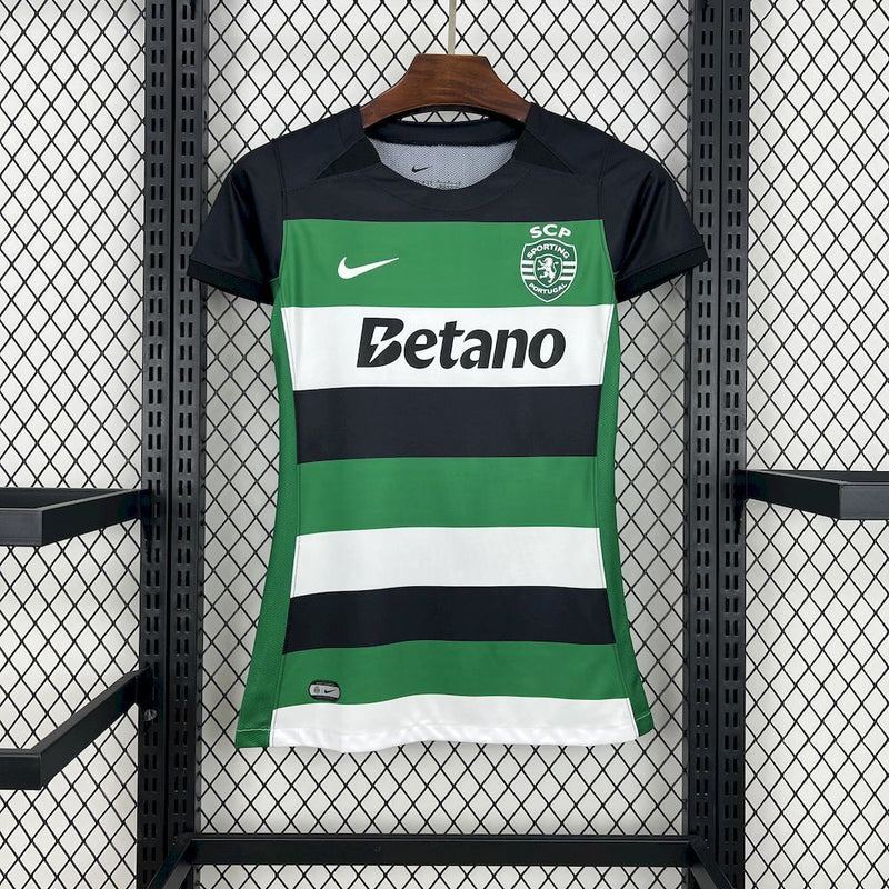 CAMISOLA FEMININA DO SPORTING 25/26 VERDE E PRETO
