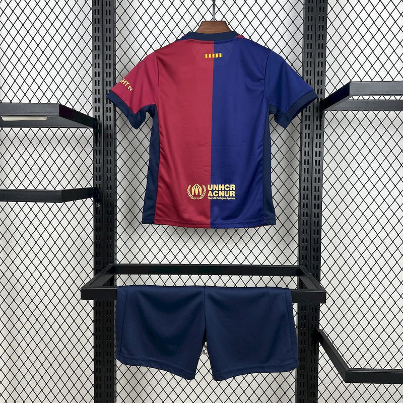 KIT INFANTIL DO BARCELONA 25/26 AZUL E VERMELHO