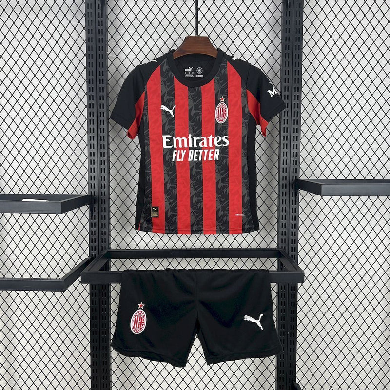 KIT INFANTIL DO MILAN 25/26 VERMELHO E PRETO