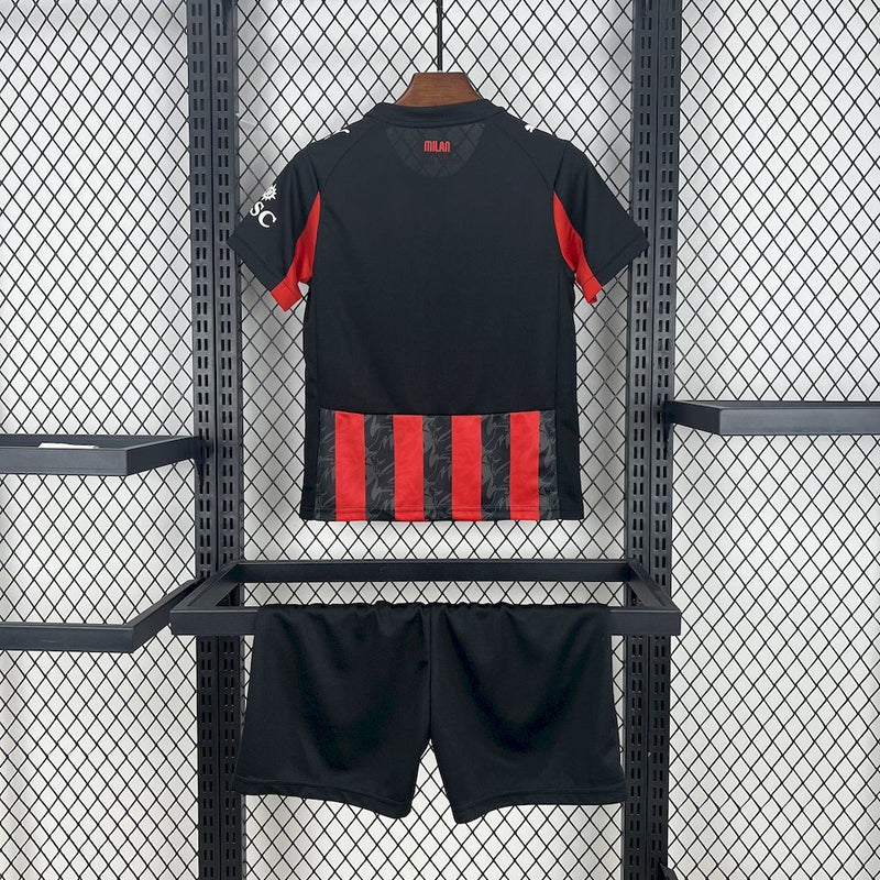 KIT INFANTIL DO MILAN 25/26 VERMELHO E PRETO