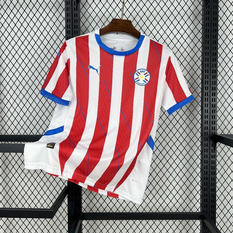 CAMISOLA DA SELEÇÃO DO PARAGUAY 25/26 BRANCO E VERMELHO