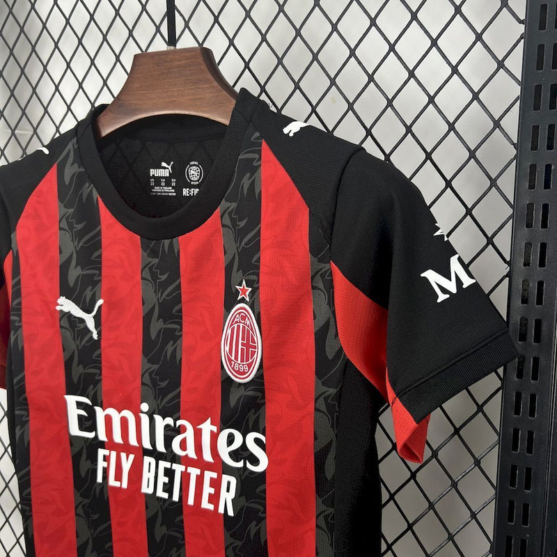 KIT INFANTIL DO MILAN 25/26 VERMELHO E PRETO