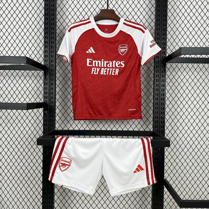 KIT INFANTIL DO ARSENAL 25/26 VERMELHO E BRANCO